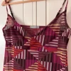 Y2K Mesh Top Transparent Geometric Muster Pink Lila Cami Spaghettiträger Gr S Lindex