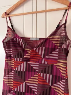 Y2K Mesh Top Transparent Geometric Muster Pink Lila Cami Spaghettiträger Gr S Lindex