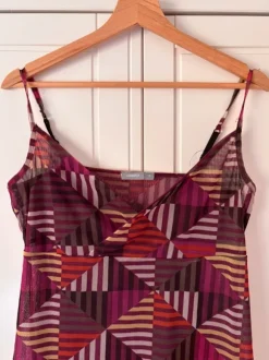 Y2K Mesh Top Transparent Geometric Muster Pink Lila Cami Spaghettiträger Gr S Lindex